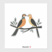 Zwei Turteltauben Schneiden Stencil Retro Stil 4 Aufkleber (Blatt)
