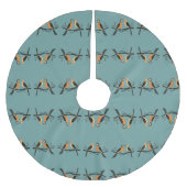 Zwei Turteltauben Schneiden Stencil Retro Stil 4 Polyester Weihnachtsbaumdecke (Vorderseite)