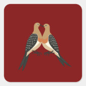 Zwei Turteltauben Schneiden Stencil Retro Stil 5 Quadratischer Aufkleber (Vorderseite)