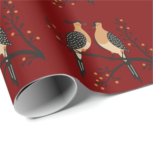 Zwei Turteltauben Schneiden Stencil Retro Stil 7 Geschenkpapier (Rolleneckpunkt)