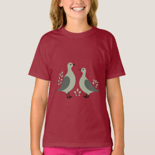 Zwei Turteltauben Schneiden Stencil Retro Stil 8 T-Shirt