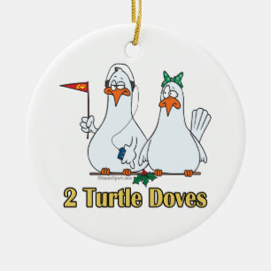 zwei Turteltauben zweiter 2. Tag des Weihnachtsfes Keramik Ornament