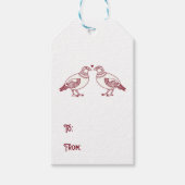 Zwei Turtle Docks Weihnachten in Rot Geschenkanhänger (Vorderseite)