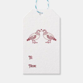 Zwei Turtle Docks Weihnachten in Rot Geschenkanhänger