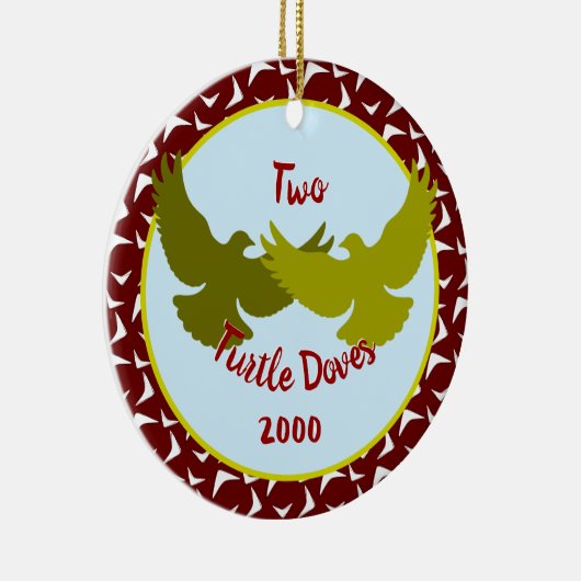 Zwei Turtle Docks - Zolljahr Keramik Ornament (Rechts)