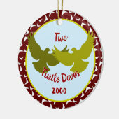 Zwei Turtle Docks - Zolljahr Keramik Ornament (Links)