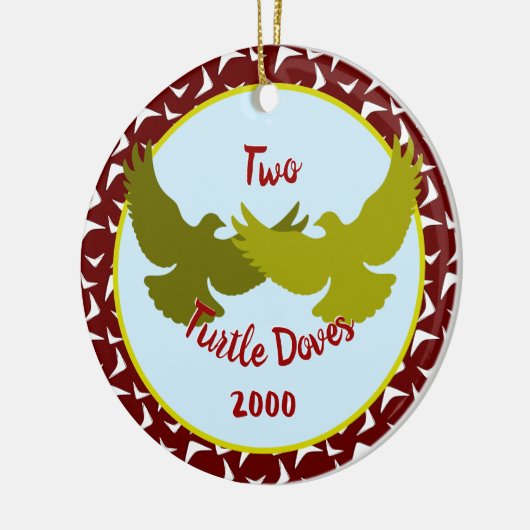 Zwei Turtle Docks - Zolljahr Keramik Ornament (Links)