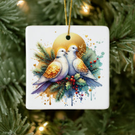 Zwei Turtle Doves | 12 Weihnachtstage Keramikornament