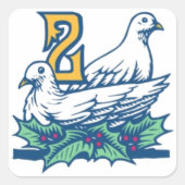 Zwei Turtledoves Quadratischer Aufkleber (Vorderseite)