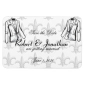 Zwei Tuxedo Gay Wedding speichern das Datum Magnet (Horizontal)