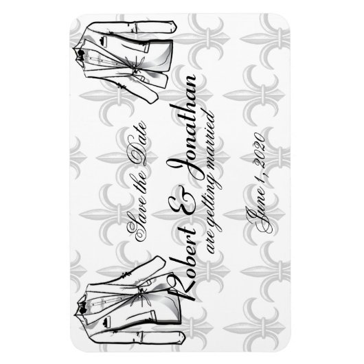 Zwei Tuxedo Gay Wedding speichern das Datum Magnet (Vertikal)