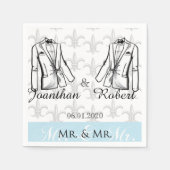 Zwei Tuxedo Groom Gay Wedding Napkin Serviette (Vorderseite)