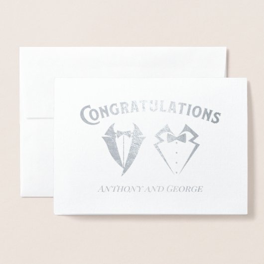 Zwei Tuxedo LGBTQ Verlobung Herzlichen Glückwunsch Folienkarte (Vorderseite mit Umschlag)