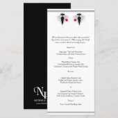 Zwei Tuxedos auf der White Gay Wedding Menu Menükarte (Vorne/Hinten)