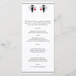 Zwei Tuxedos auf der White Gay Wedding Menu Menükarte
