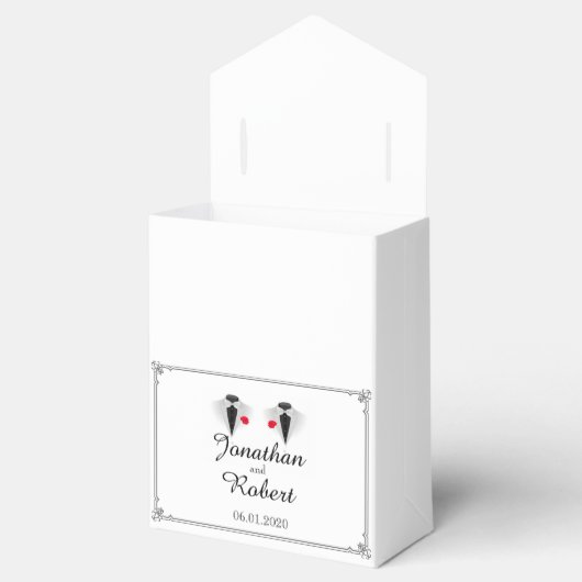 Zwei Tuxedos in der Box "White Gay Gastgeschenk Ho Geschenkschachtel (Geöffnet)