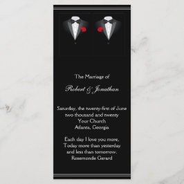 Zwei Tuxedos mit Rote Rose Gay Wedding Programm