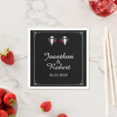 Zwei Tuxedos mit Rote Rose Gay Wedkin Napkin Serviette (Beispiel)