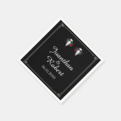 Zwei Tuxedos mit Rote Rose Gay Wedkin Napkin Serviette (Ecke)