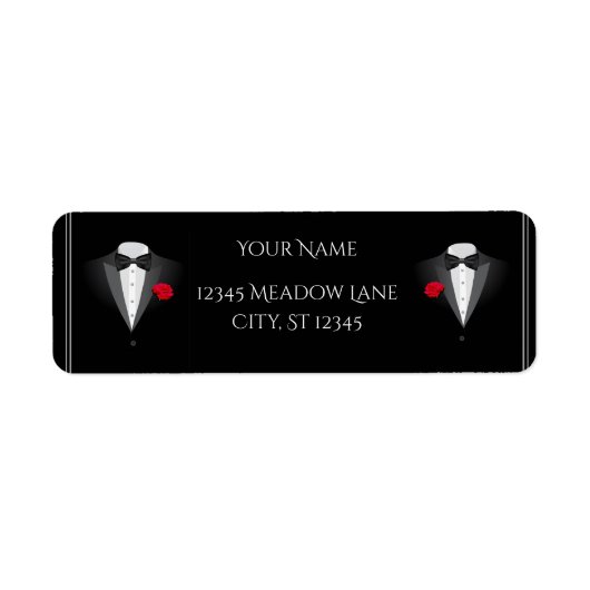 Zwei Tuxedos mit Rote Rose Hochzeit Rücksendeadres (Vorne)