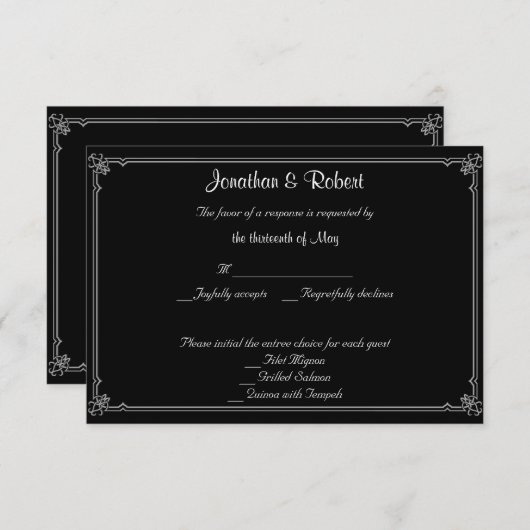 Zwei Tuxedos mit Rote Rose-Hochzeitkarte RSVP Karte (Vorne/Hinten)