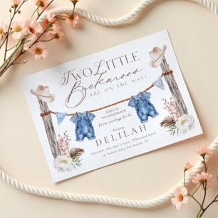 Zwei Twin Buckaroos sind auf dem Weg Babydusche Einladung