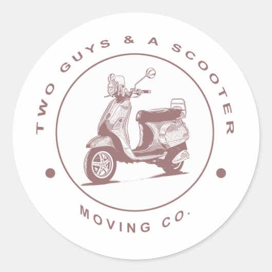 Zwei Typ und ein Scooter Moving Co. Runder Aufkleber (Vorderseite)