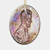 Zwei überlagerte Penny Keramik Ornament (Rechts)