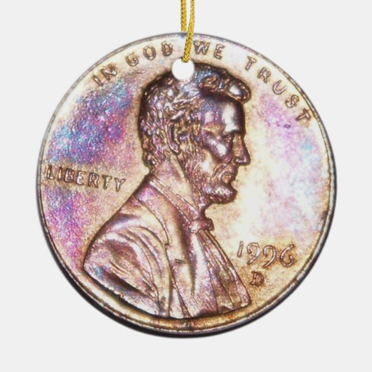 Zwei überlagerte Penny Keramik Ornament (Vorne)