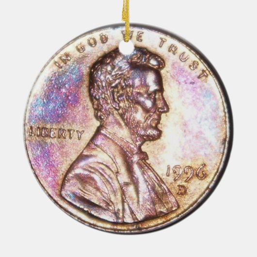 Zwei überlagerte Penny Keramik Ornament (Hinten)