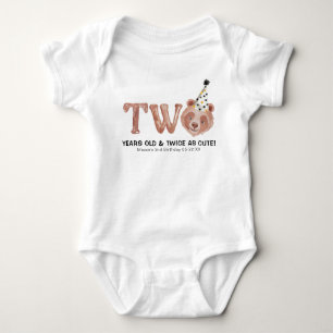 Zwei und zweimal als Niedlicher Bär 2. Geburtstag Baby Strampler