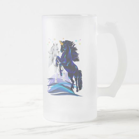 Zwei Unicorns und Wellen-Tassen Mattglas Bierglas (Rechts)