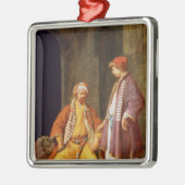Zwei unterhaltene Kaufleute Silbernes Ornament (Links)