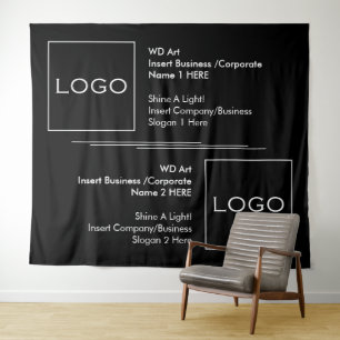 Zwei Unternehmenslogos in Schwarz/Weiß Wandteppich