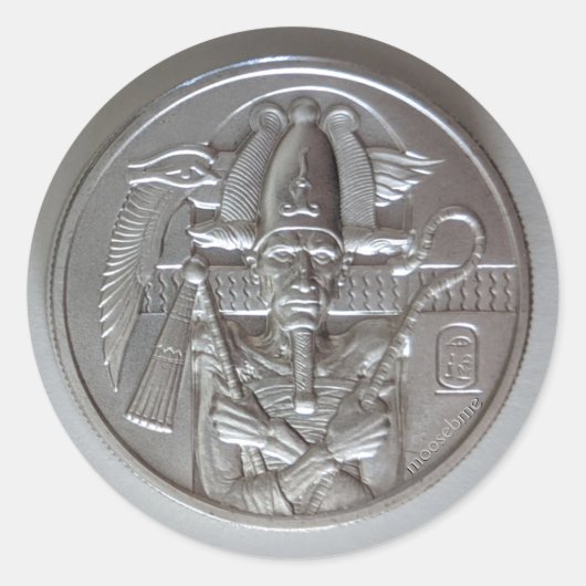 Zwei Unzen Osiris Silver Round Front Classic Runde Runder Aufkleber (Vorderseite)