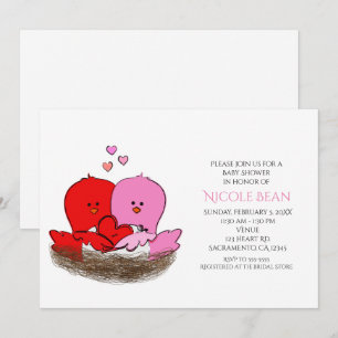 Zwei Valentins-Vögel Baby Shower Einladungen
