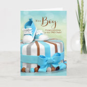 ZWEI Väter Neue Babygratulation Blue Karte (Vorderseite)