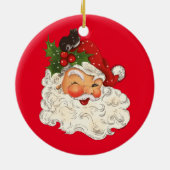 Zwei väterliche Weihnachten lächelnd Gesicht Keram Keramik Ornament (Hinten)