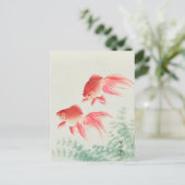 Zwei Veil Goldfish Gemälde von Ohara Koson Postkarte (Stehend Vorderseite)