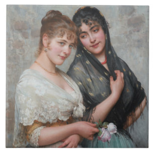 Zwei Venezianische Frauen (italienische Damen) Fliese