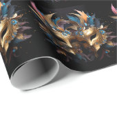 Zwei Venezianische Goldmasken Mardi Gras Karneval Geschenkpapier (Rolleneckpunkt)
