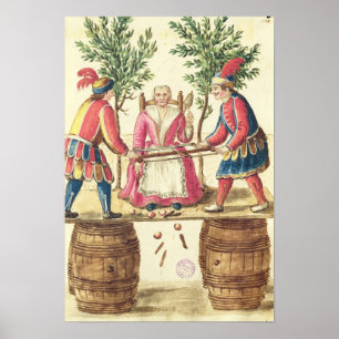 Zwei venezianische Magier, die eine Frau zur Poster