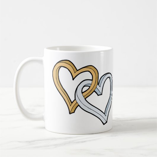 ZWEI VERFLOCHTENE HERZEN KAFFEETASSE (Links)