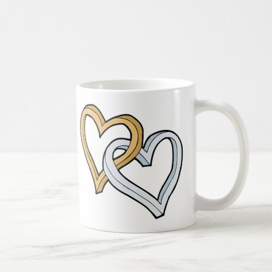 ZWEI VERFLOCHTENE HERZEN KAFFEETASSE (Rechts)