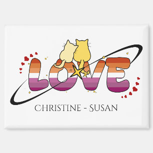 Zwei verliebte Katzen Sonnenuntergang Lesbische Fl Magnet