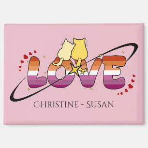 Zwei verliebte Katzen Sonnenuntergang Lesbische Fl Magnet