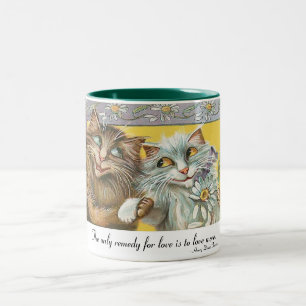 Zwei verliebte Katzen Zweifarbige Tasse