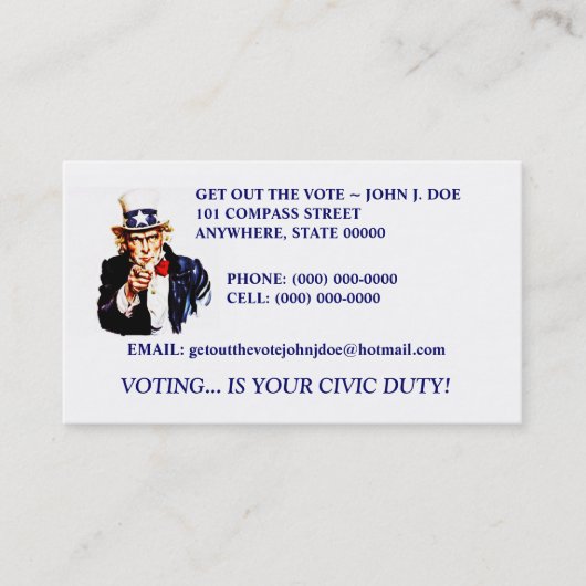 ZWEI VERSCHIEDENE UNCLE SAM VISITENKARTEN VISITENKARTE (Vorderseite)