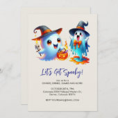 zwei verspielte Geister in Hexenhut gekleidet, Hal Einladung (Vorne/Hinten)