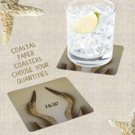 Zwei verwitterte Heronenküste mit Initialen Rechteckiger Pappuntersetzer